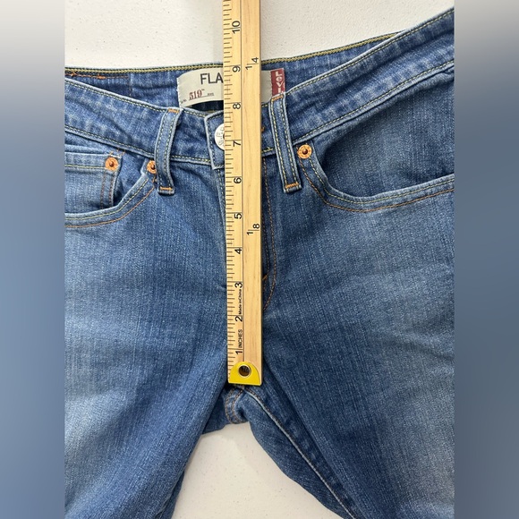 Vintage Levis Low Stretch 519 Blue Flare Jeans Size 1 Juniors Short Y2K - Picture 9 of 14